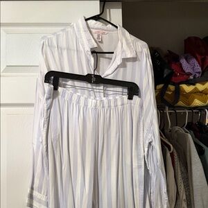 Victoria's Secret White Striped Pajama Set